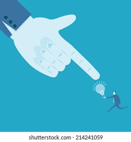 Large hand pointing at idea 