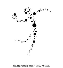 A large handball symbol in the center made in pointillism style. The center symbol is filled with black circles of various sizes. Vector illustration on white background