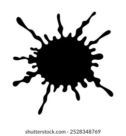 Una Grande mancha abstracta negra dibujada a mano, una forma con rayas aisladas sobre un fondo blanco, Vector. Un elemento decorativo para un diseño con texto, decoración, diseño, icono, fondo.