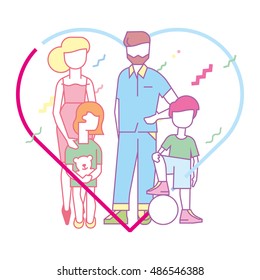 Large happy family, mother, father, son and daughter