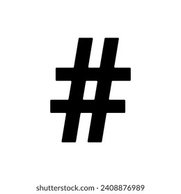 A large hash symbol in the center. Isolated black symbol. Vector illustration on white background