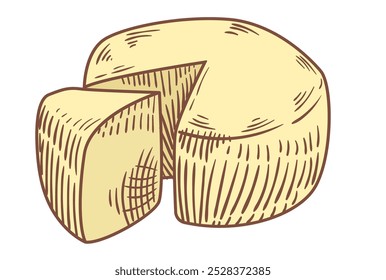 a large head of cheese with a piece cut off