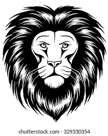 Large Head of a wild ferocious african lion