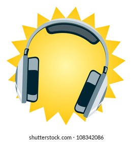 Large headphone with 19 points gold star.
