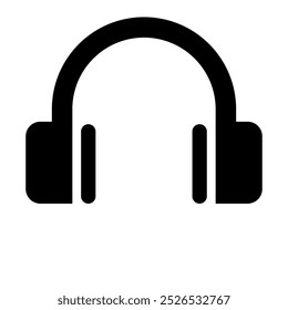 A large headphones symbol in the center. Isolated black symbol