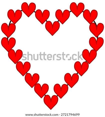 A large heart formed by multiple small red hearts, representing unity, togetherness, and shared love in a joyful Valentine’s Day design.