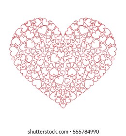 Large heart with many small hearts inside . Element for design. Vector illustration for Valentines Day. Love concept. Cute happy wallpaper. Good idea for your Wedding. Romantic Lovely Frame Design
