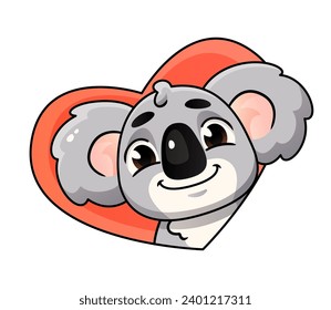 Large heart with a portrait of a koala inside.