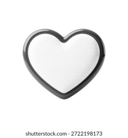 Contorno grande da forma do coração em estilo de meio-tom preto e branco. Símbolo romântico mínimo com textura pontilhada, design gráfico moderno limpo perfeito para temas de amor, fundos ou mensagens, isolado no branco.