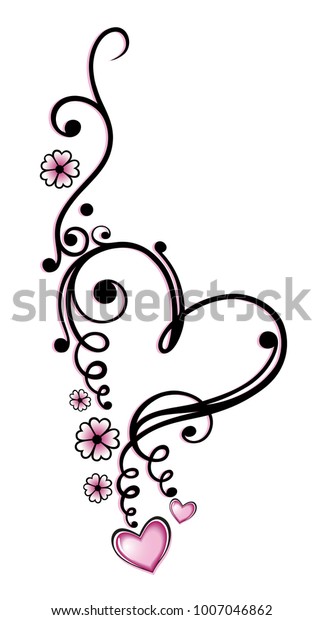 Large Heart Small Hearts Flowers Tribal Stock Vector Royalty Free