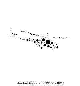 A large helicopter symbol in the center made in pointillism style. The center symbol is filled with black circles of various sizes. Vector illustration on white background