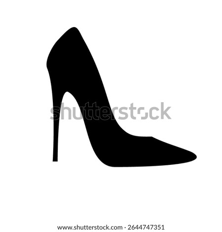 A large High heel shoe symbol in the center. Isolated black symbol