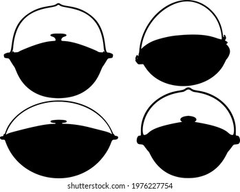 Large hiking cauldrons included. Vector image.