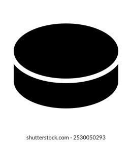 A large hockey puck in the center. Isolated black symbol