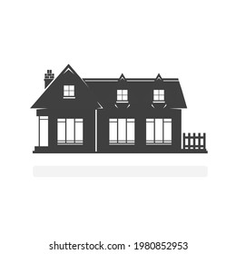 Large Home Icon - Silhouette Vector Illustration Art