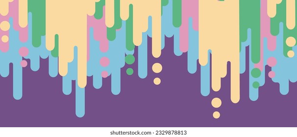 Large horizontal background with Colored Streaks of Paint. Splashes and Drops. Trendy Modern colorful Abstract backdrop. Vector illustration.