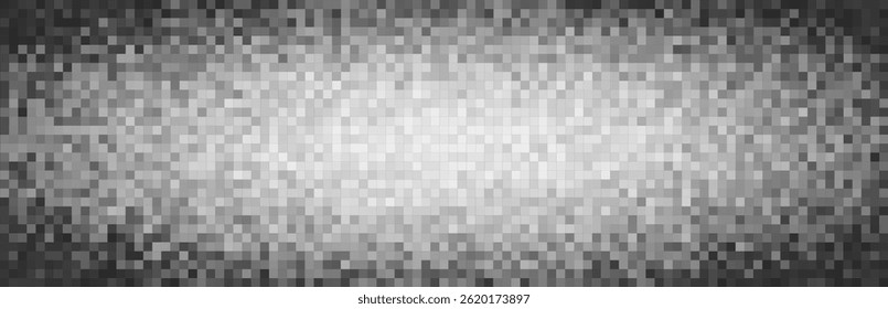 Large horizontal pixelated censor bar in grayscale, full-width blur for hiding visual content. Simulates content blocking, privacy or NSFW restriction. Abstract concealment design. Vector illustration