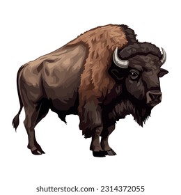 Large horned bison mammal icon isolated