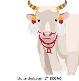
Large horned cow Animal drawing pen vector Animals in Thailand Used in important sacred ceremonies