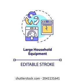 Large household equipment concept icon. E-waste category idea thin line illustration. Household bulky waste. Washing machines, dishwashers. Vector isolated outline RGB color drawing. Editable stroke