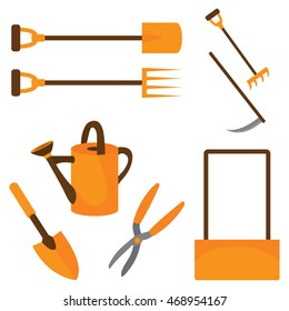 Large household items collection. Gardening Tools. Construction tools collection. Isolated on white background. Vector illustration.