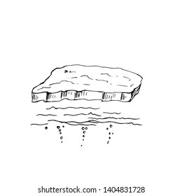A large ice floe lying on the water. Vector illustration.