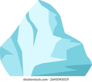 Large iceberg floating with cracks on its surface, potentially indicating melting or instability due to climate change or other environmental factors, isolated on white