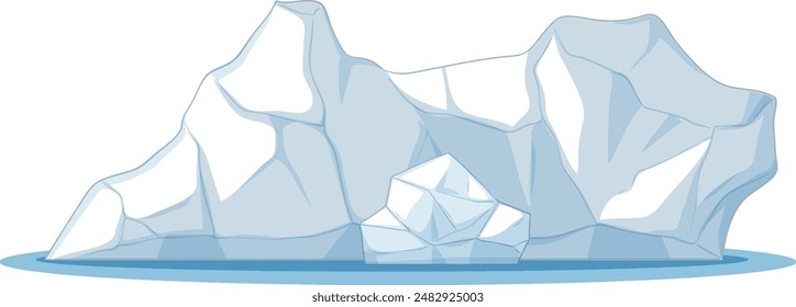 Large iceberg floating in serene blue waters