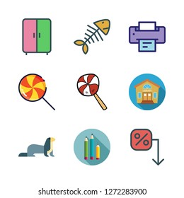 large icon set. vector set about lollipop, loss, animals and wardrobe icons set.
