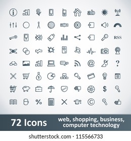 Large Icons Set. 72 Items. Web Button Collection.