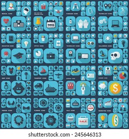 Large icons set. Vector illustration of flat