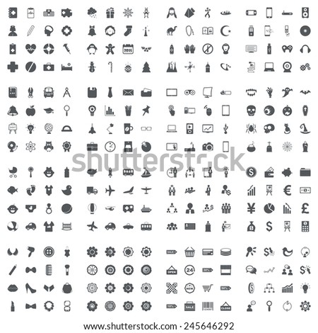 Large icons set. Vector illustration of flat