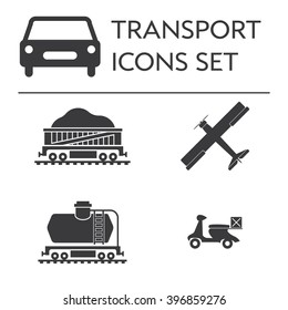 Large icons vehicle and transportation set. Silhouettes isolated on white background.
Simple Vector illustration for design or application.