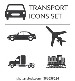 Large icons vehicle and transportation set. Silhouettes isolated on white background.
Simple Vector illustration for design or application.