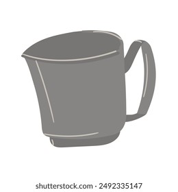 Large image of a plate with a metal mechanical flour sifter. A separate illustration of the kitchen item. Flat illustration for the kitchen