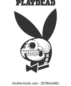 Large Image Of A Rabbit Or Hare Skull With PLAYDEAD Lettering For Printing On A T-shirt