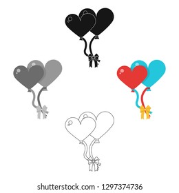 Large inable balls of the bride and groom for a wedding in the form of hearts.Wedding single icon in cartoon style vector symbol stock illustration.