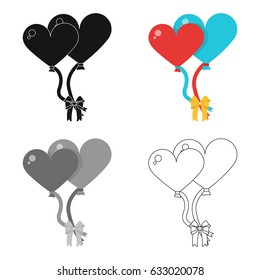 Large inable balls of the bride and groom for a wedding in the form of hearts.Wedding single icon in cartoon style vector symbol stock illustration.
