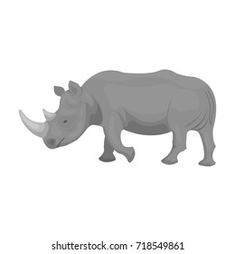 A large Indian rhinoceros. A wild animal, a rhinoceros single icon in monochrome style vector symbol stock illustration web.