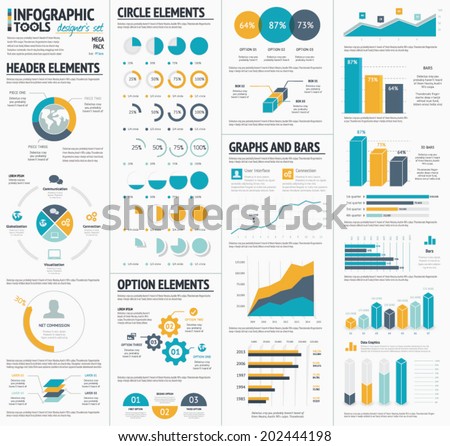 Large infographic vector elements template designers collection