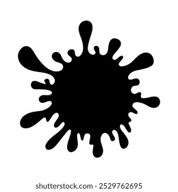 A large ink blob isolated on a white background, vector, hand-drawn.  Graphic black and white illustration of the shape of a free, abstract, beautiful spot, spilled liquid.