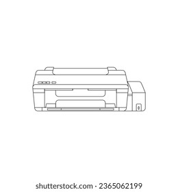 Large Inkjet Printer in outline icon. Trendy style vector illustration of A3 ink tank printer for office and business. Editable graphic resources for many purposes.