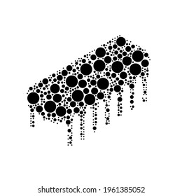 A large integrated circuit symbol in the center made in pointillism style. The center symbol is filled with black circles of various sizes. Vector illustration on white background