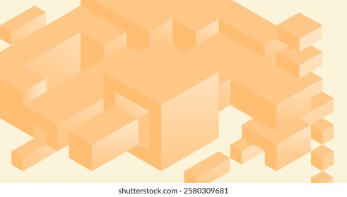 Large interconnected cubes in a structured isometric shape