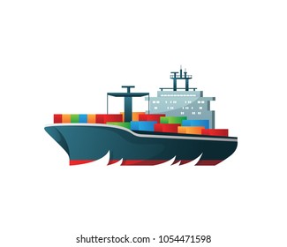 Large International Sea Logistic Cargo Logo In Isolated White Background