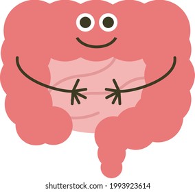 Large intestine character. Illustration of a beautiful pink large intestine.