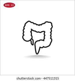 Large intestine icon flat.