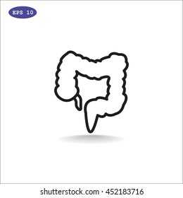 Large intestine icon flat.