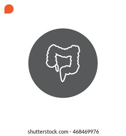 Large intestine icon flat.