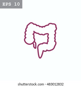 Large intestine icon flat.